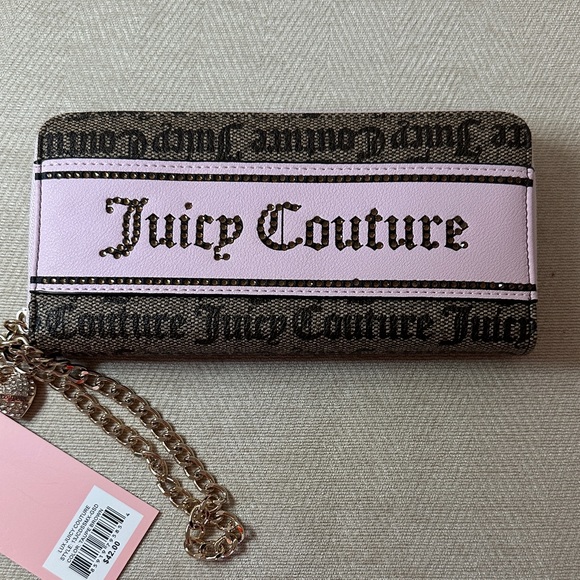 Juicy Couture Pink and Black Chain Wristlet Wallet